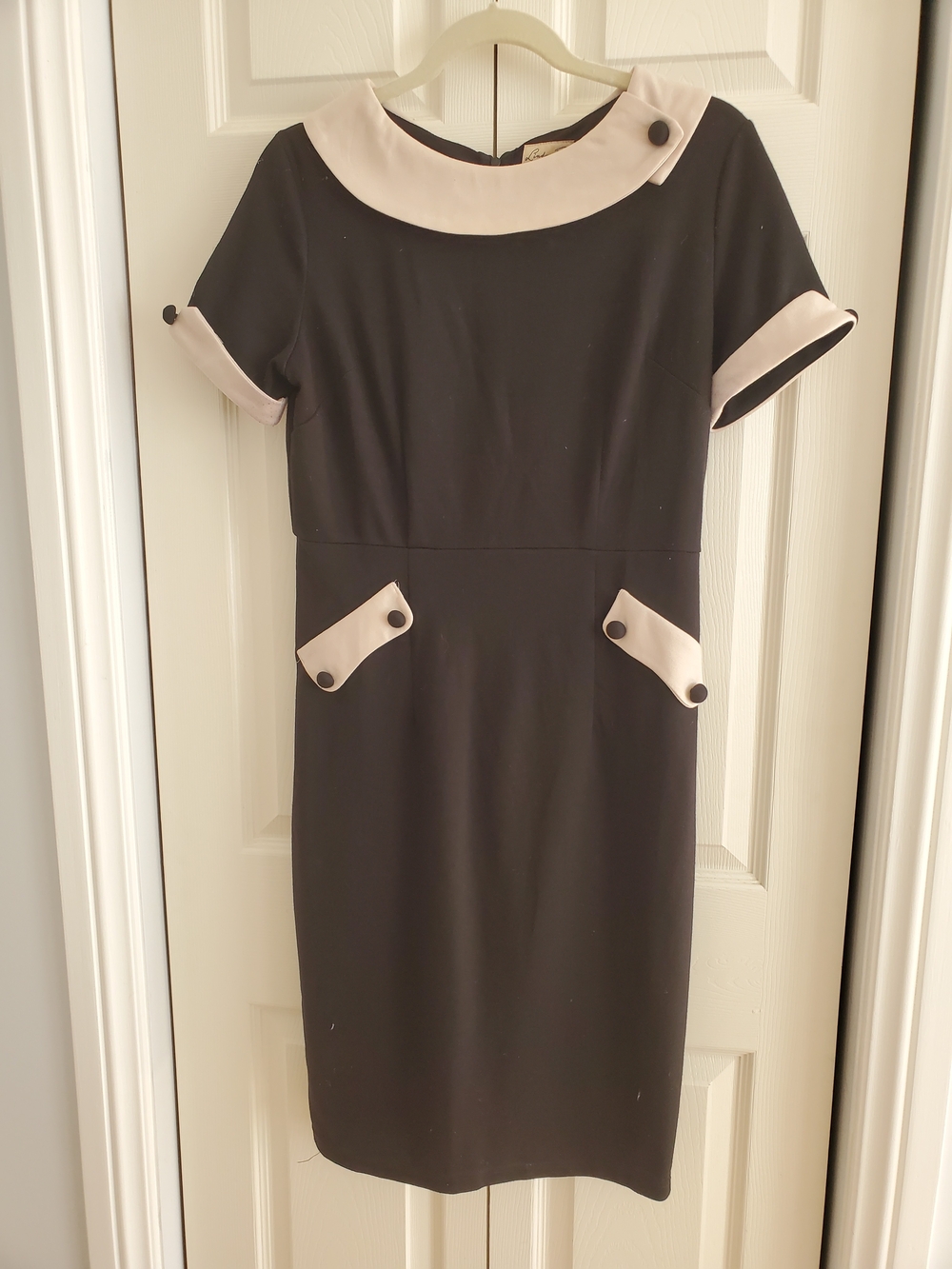 Lindy Bop Classic Black Dress with Cream Trim
